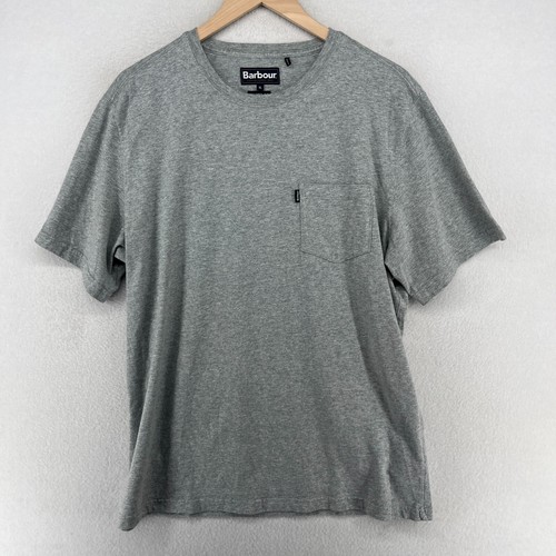 BARBOUR Shirt Mens XL Tailored Fit Pocket Tee T-shirt Short Sleeve Cotton Gray - Picture 2 of 15