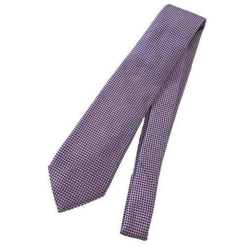 Thomas Pink Necktie Alton Neat Purple White Made in Italy Cotton Silk New Tie - Picture 5 of 9