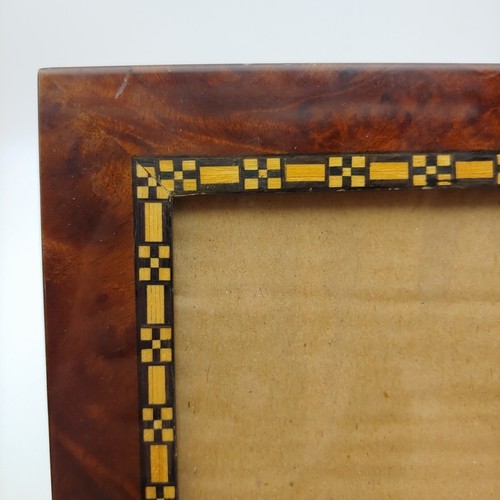 Sicura Burl Wood Inlay Picture Frame - 5x7 Dark Light Brown Two Tone Geometric - Picture 3 of 9