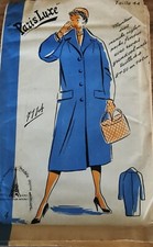 7114 PATRON PARIS LUXE VINTAGE FRENCH PATTERN MANTEAU DROIT MANCHE RAGLAN  T 44