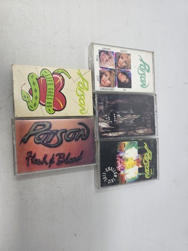 POISON- 5 Cassette Lot 3 Studio 1 Live 1 Single Capitol Records Pre-owned - Picture 15 of 24
