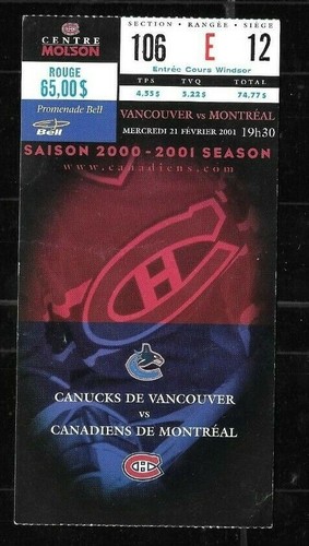 1976 TO 2010-11 MONTREAL CANADIENS TICKET STUB CENTENNIAL NHL HOCKEY SEE LIST - Picture 116 of 431