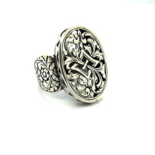 VINTAGE 925 STERLING SILVER ISRAEL PIERCED-WORK CUTOUT OPEN DESIGN RING