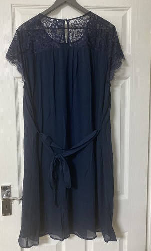 Junarose by Vero Moda Carolina Lace Trim Dress I Navy Blazer Size 22 - Picture 4 of 7
