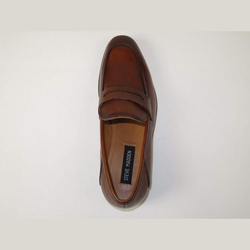 Men's Shoes Steve Madden Soft Leather upper Slip On Penny Acheron Brandy - Picture 7 of 18