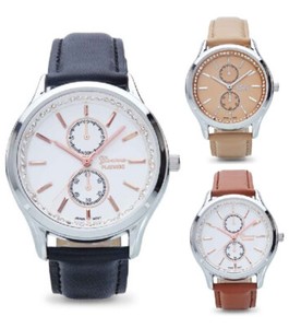 Geneva-Women-039-s-Quartz-Stainless-Steel-Faux-Leather-Watch-in-Gift-Box-10008