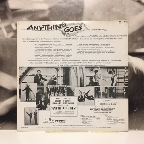 ANYTHING GOES / LA QUADRIGLIA DELL'AMORE - SOUNDTRACK LP VG+ ITALY FONIT DL 8318 - Imagen 3 de 3