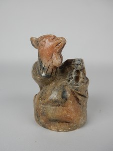 Antique Chinese Intricately carved soapstone Phoenix and Goat Seal 3 inches