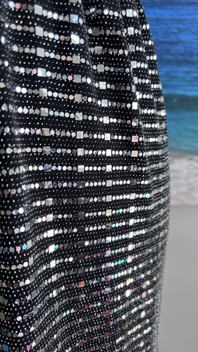 BOOHOO Sequin Stripe Plunge Bodycon Mini Dress 8 - Picture 4 of 6