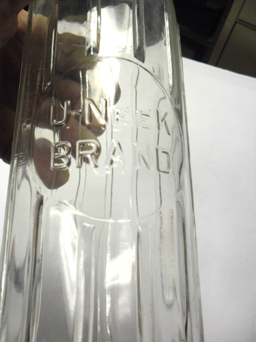 VINTAGE U-NEEK BRAND OIL GLASS BOTTLE 1920'S THE UNIQUE OIL CO. 14.5" LONG - Picture 4 of 9