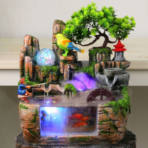 Tabletop Waterfall Rockery Water Fountain Indoor Relaxation LED Resin Ornament - Picture 5 of 11