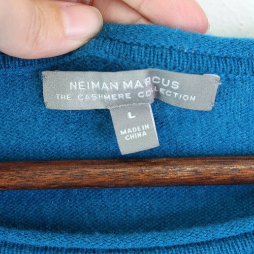 Neiman Marcus Cashmere Rolled Dolman Sweater Teal Size L - Picture 4 of 8