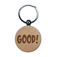 Good Teacher School Fun Text Engraved Wood Round Keychain Tag Charm