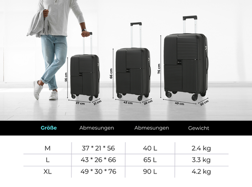 Koffer Unzerstörbar Reisekoffer mit Rollen Rollkoffer Hartschalen Trolley XL - Bild 93 von 96