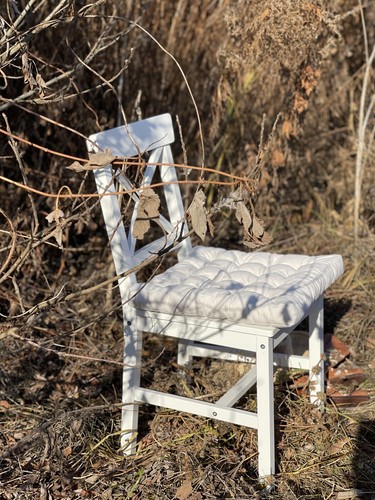 Cuscino quadrato bianco sporco per sedia imbottitura con cravatte per sgabello, imbottitura fatta a mano - Foto 4 di 7