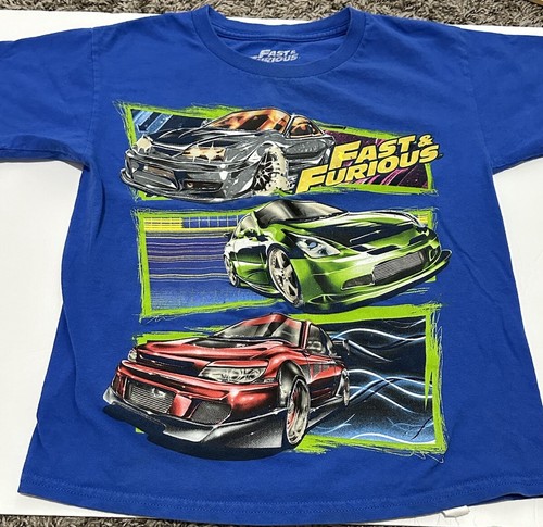 VINTAGE FAST AND FURIOUS T SHIRT Blue Size 8 Kids Boys - Picture 5 of 13