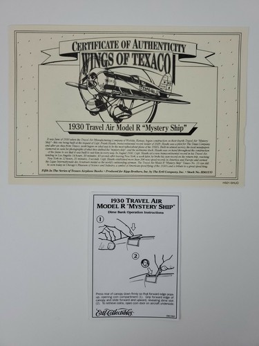 WINGS OF TEXACO 1930 Travel Air Model R Mystery Ship Airplane Bank 5th in Series - Picture 11 of 11