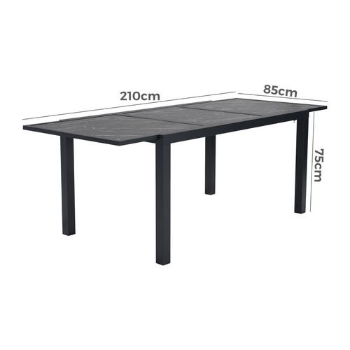 Outdoor Expandable Dining Table for 6-8 Person with Marble-Look Tabletop - Picture 15 of 16
