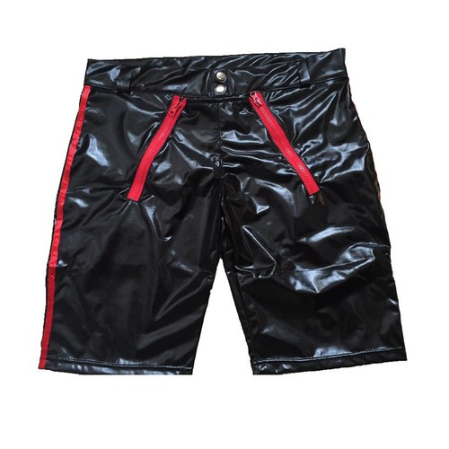 Gay Men's Fetish Zipper PU Tight Shorts PVC Wetlook Clubwear Boxer Briefs Pants - Picture 10 of 14