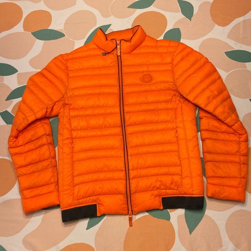 Armani Exchange Duck Down Bomber Jacket Men's Medium Orange Full Zip Lightweight - Picture 4 of 17
