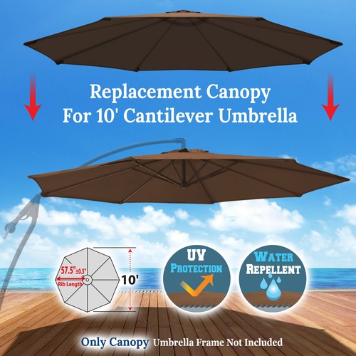 10' Cantilever Patio Offset Umbrella Replacement Canopy Parasol Top Cover Market - Picture 24 of 109