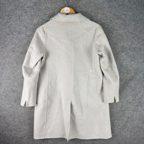 Max Mara Mantel Damen Größe UK 12 Weiß Cucito Amano Lang Wolle Angora UVP 850 £ - Bild 2 von 19