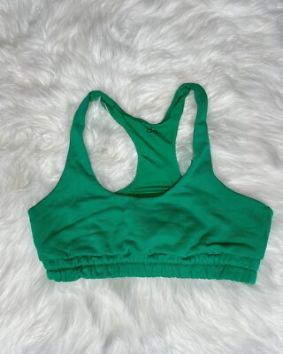 Alo Yoga Scoop Neck Sweatshirt Bra In Green Emerald Size
