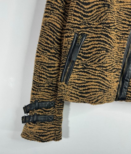 Marrakech Anthropologie Coat Women's Tiger Striped Lined Belted Jacket size L - Picture 3 of 8