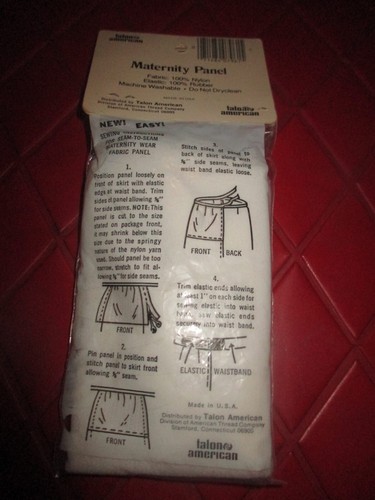 NIP Vintage WHITE Talon STRETCH Fabric MATERNITY PANEL For Skirt/Pants- 1980's - Picture 2 of 2