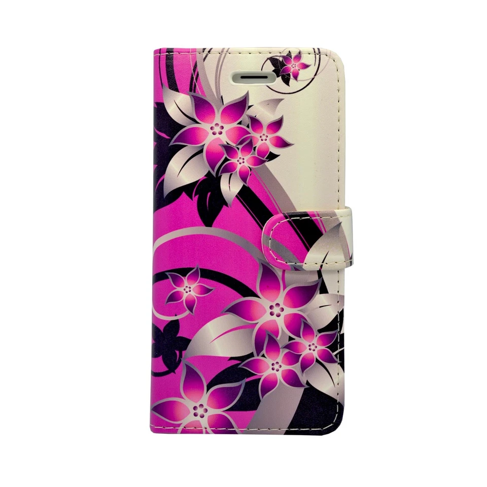 CASE FOR APPLE IPHONE 6 6S PINK CREAM FLOWER PRINTED DESIGN PU LEATHER WALLET - Image 3 of 4