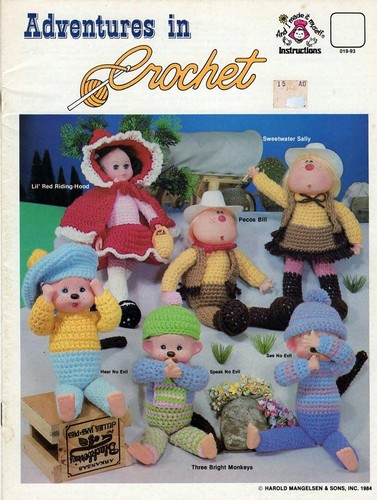 Adventures In Crochet Baby Puppet, Cupie Do's, Wabbit, Monkey Leaflet 019-93 NOS - Picture 2 of 5