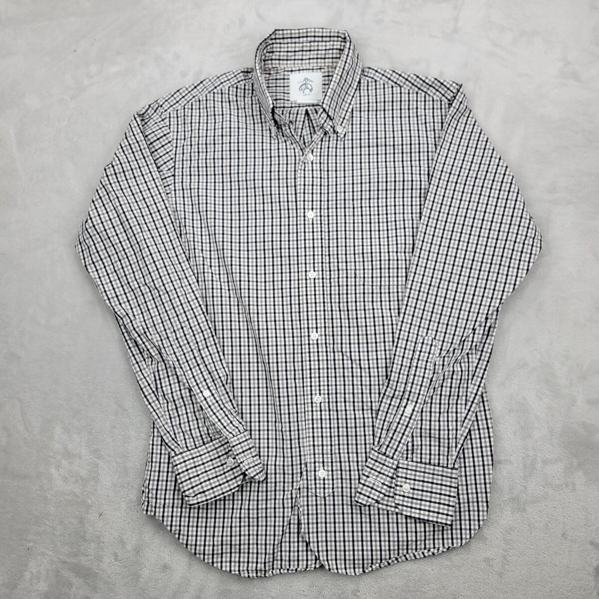 想像を超えての Brooks Brothers Shirt Mens Size BB1 Black Fleece Collared トップス
