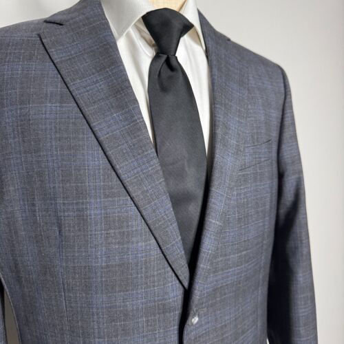 Jos A Bank Suit 42R 36W Mens Gray Check Wool Tailored Fit - Picture 2 of 14