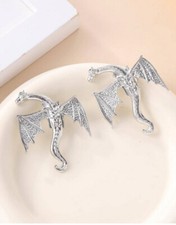 Silver dragon hair clip set