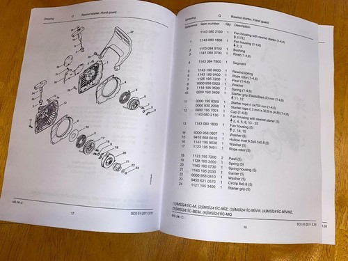 MS241, MS 241 C 241C STIHL Chainsaw Illustrated Diagram Parts List Manual - Bild 2 von 2
