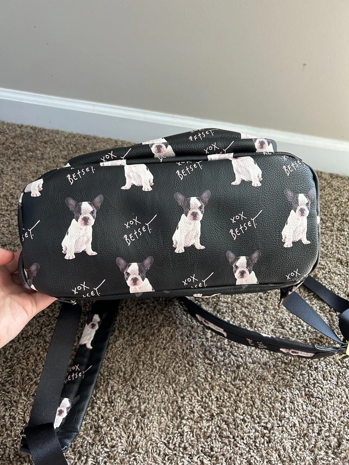 Betsey Johnson Black French Bulldog Backpack Dog Purse HTF Rare! Bag Puppy - Image 4 of 4