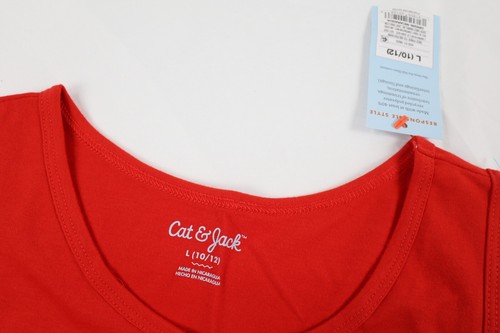 Cat and Jack Kids Girl's Large (L) 10/12 Red SPARKLER Sleeveless Tank Top NEW - Picture 2 of 10
