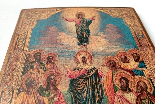 Christian Icon of the Ascension of Jesus Christ, Handmade, Board, 17x14.5cm - Picture 2 of 9