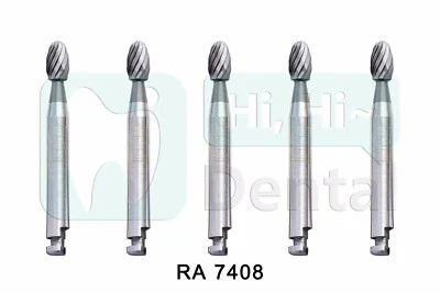 10Pcs Dental Carbide Burs Trimming Finishing Polishing Egg Football RA 7408 Low