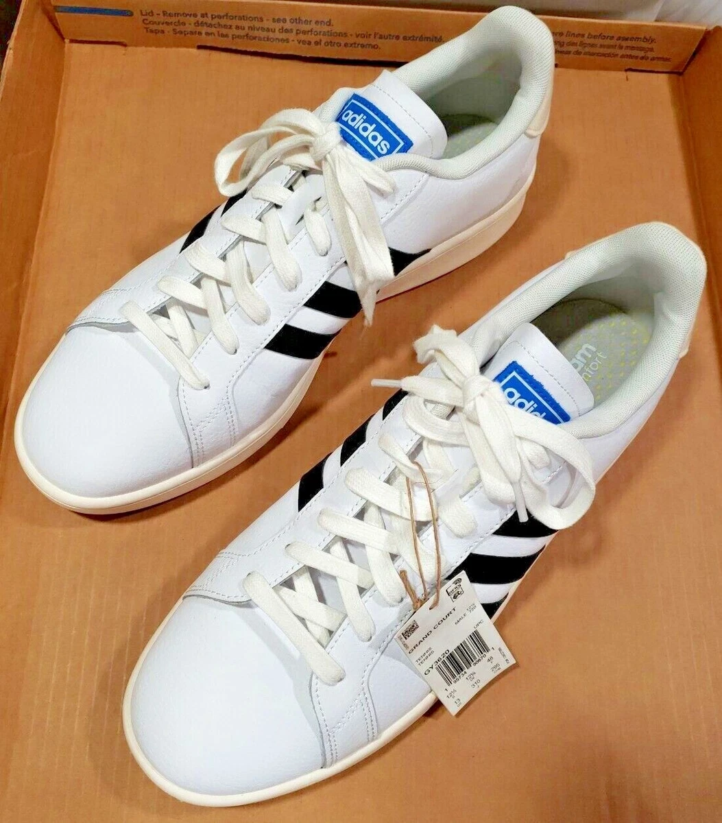 Adidas Grand Court Cloudfoam Comfort White Black Tennis Shoes Size