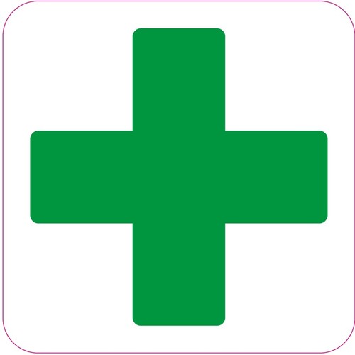 FIRST AID CROSS Square health safety signs Sticker green cross 6 x 100 x 100 mm - Picture 3 of 4