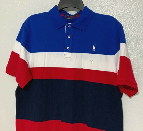 Polo Ralph Lauren Para Hombre Calce Clásico Malla Algodón Bloque de Color Rojo/Azul L Nuevo con Etiquetas - Imagen 2 de 5