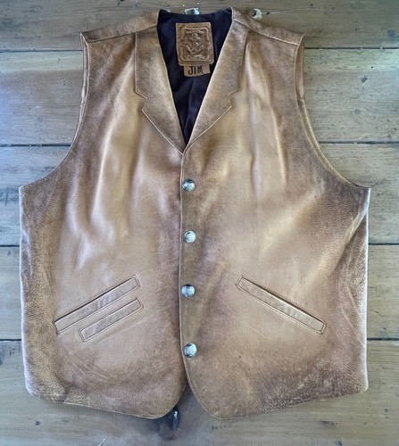 Vintage Hand-Made Leather Hunting Vest From Nipple Peak Ranch Texas Size 2XL - Picture 1 of 9