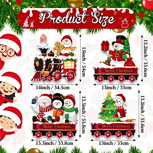 4 Pieces Christmas Decorations Outdoor Yard Train Lawn Sign Vibrant Style - Picture 3 of 7