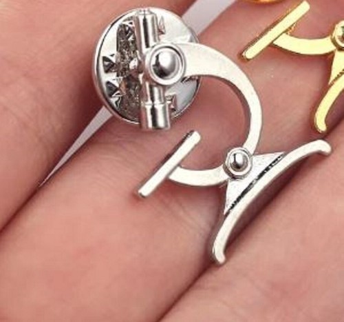 Microscope Shape Brooch Metal Doctor PIN - Picture 2 of 2