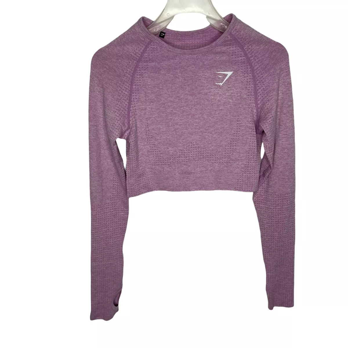 Gymshark Vital Seamless Long Sleeve Crop Top XS Purple Pink Marl