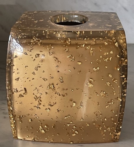 Vintage Nicole Miller Gold Rush 2-Piece Gold Flake Lucite Bathroom Accessory Set - Bild 6 von 23