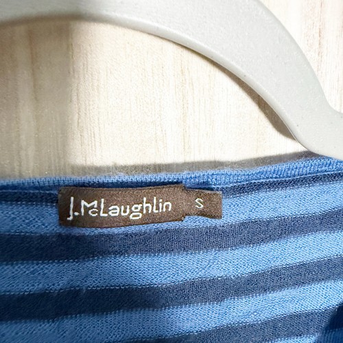 J. McLaughlin 3/4 Arm Oberteil Merinowolle blau gestreift Größe S - Bild 3 von 4