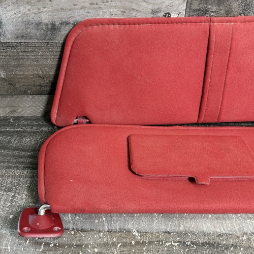 1987-1996 Ford F150 F250 F350 Bronco Sun Visors Pair Set Red w/ Mirror - Picture 2 of 11