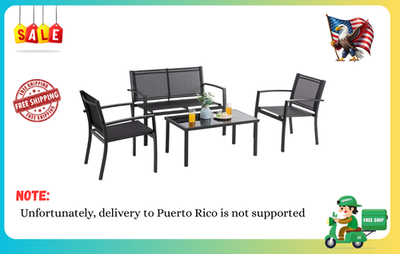 #ad Outdoor Patio Coffee Glass Table Bench and 2 Chairs Furniture $219.77